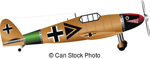 German Ww2 Fighter Isolated On White Background   Vector