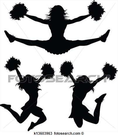 Illustration Of A Cheerleader Jumping And Cheering  There Are Three