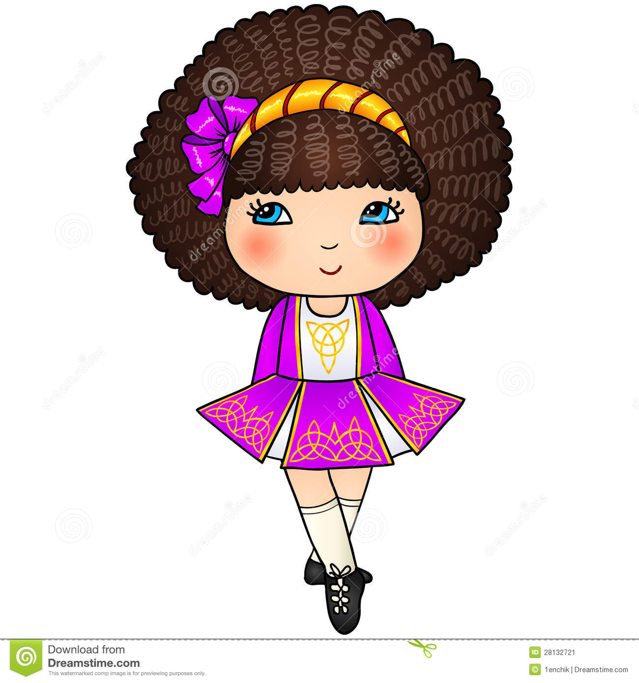 Irish Dancing Girl In Violet Traditional Dress Stock Image   Image