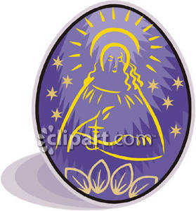 Religious Picture On An Easter Egg   Royalty Free Clipart Picture