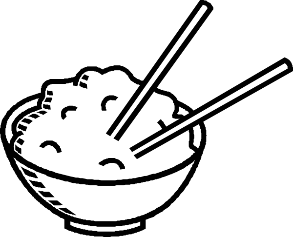 Rice Bowl Black And White Clip Art