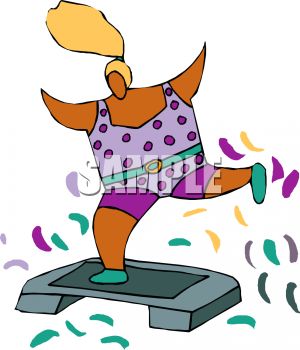 Royalty Free Clipart Image  Fat Woman Using A Stair Step To Exercise