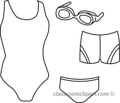 Sports   Swim Suits 08a Outline   Classroom Clipart