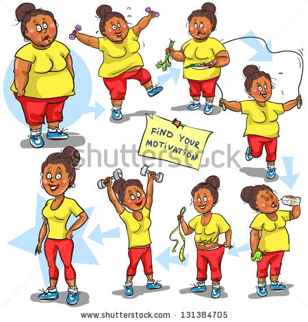 Stock Vector Woman Before And After Weight Loss Program Hand Drawn