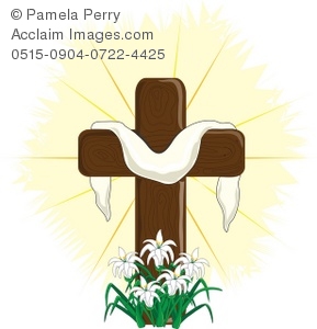 This Is A Clip Art Illustration Of An Easter Cross With White