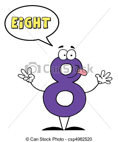 Vector Clipart Of Number Eight   Friendly Number 8 Eight Guy With
