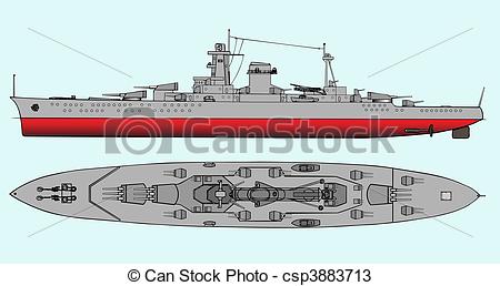 Vectors Of Military Navy Ships   Vector Art Illustration Of Battleship