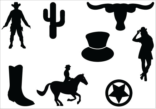 Wild West   Cowboys Silhouettes Vector Cowgirl Clipartssilhouette Clip