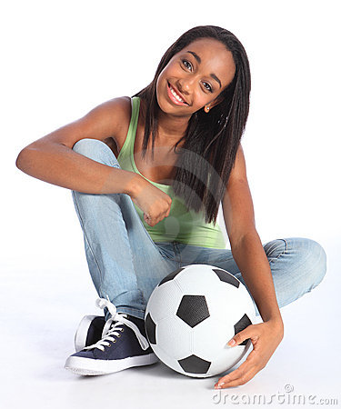 Beautiful Young African American Teenage School Girl Soccer Player