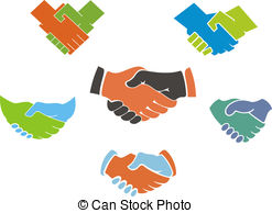 Business Handshake Symbols And Icons Set For Partnership