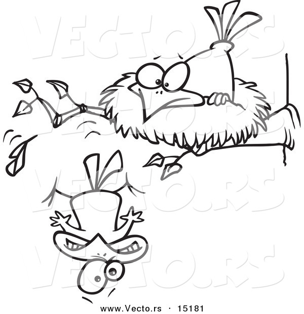 Cartoon Bird Falling Out The Nest Coloring Page Outline