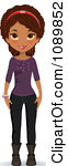 Clipart Black Teenage Girl In A Purple Sweater Boots And Jeans Royalty