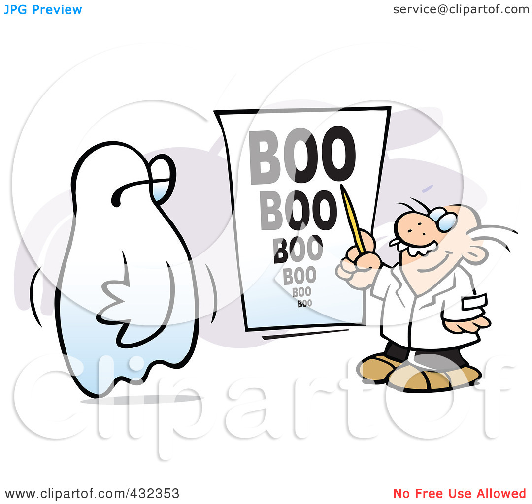 Clipart Illustration Of An Optometrist Giving A Ghost A Boo Eye Exam