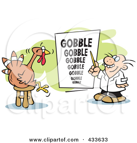 Clipart Illustration Of An Optometrist Giving A Turkey A Gobble Eye