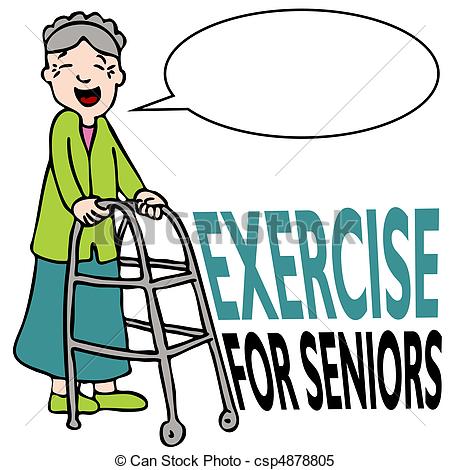 Clipart Vector Of Exercising Senior Lady With Walker   An Image Of A
