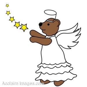 Description  Clip Art Of An Angel Bear Reaching For A Shooting Star    