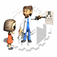 Doctor Giving Girl Eye Exam Animated Clipart
