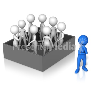 Figure Thinking Outside Group In Box Presentation Clipart