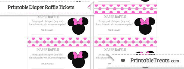 Free Rose Pink Polka Dot Minnie Mouse Diaper Raffle Tickets