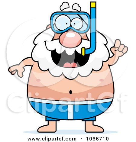 Grandpa Clipart 1066710 Clipart Pudgy Grandpa Snorkeler With An Idea    