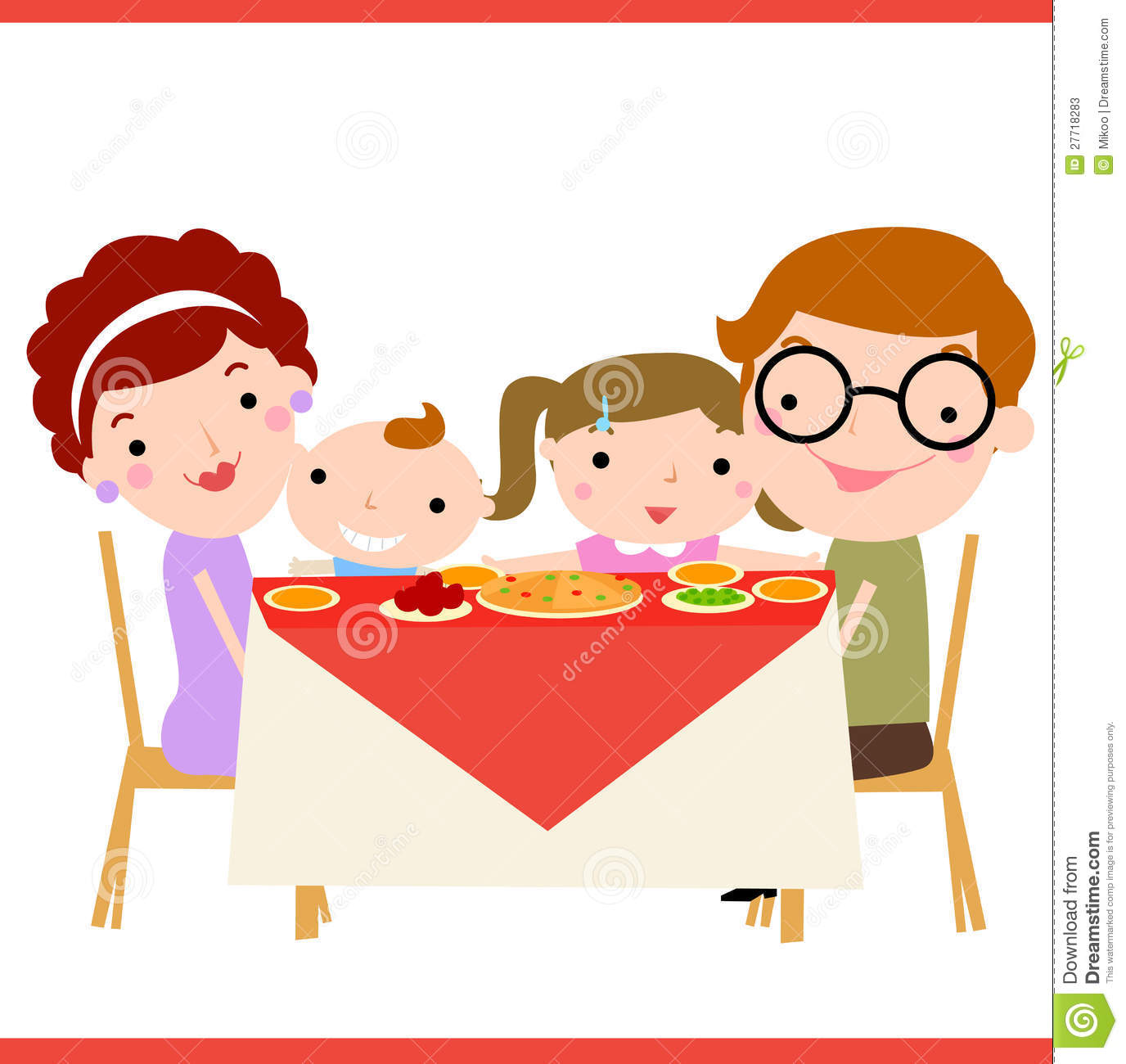 Illustration Of Happy Family In Dinner