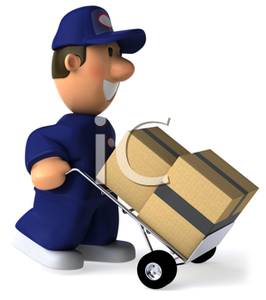 Man Moving Boxes On A Dolly Clipart Image 