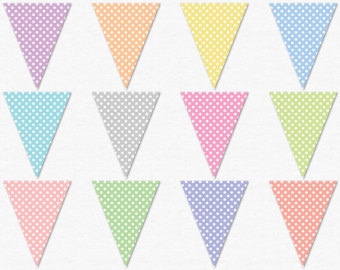 Pastel Polka Dot Bunting Flag Prin Table Baby Bunting Banner Clip Art