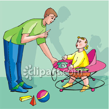 Royalty Free Clip Art Image  Dad Speaking To A Child In A Walker