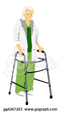 Senior Using A Walker With Clipping Path  Clipart Drawing Gg4267283