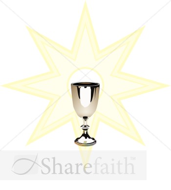 Silver Chalice With Sun Background   Communion Clipart