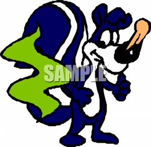 Skunk With A Clothespin On His Nose   Royalty Free Clipart Picture