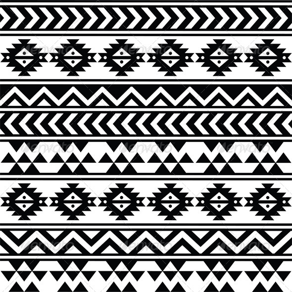 Aztec Tribal Seamless Black And White Pattern   Patterns Decorative