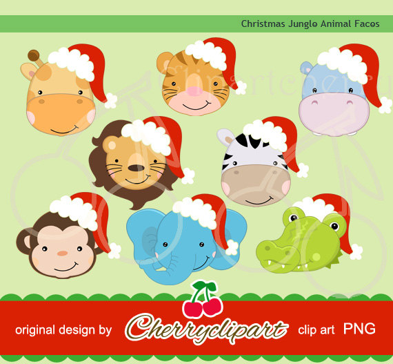 Christmas Jungle Animals Digital Clipart By Cherryclipart On Etsy