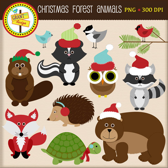 Clip Art   Christmas Animal Graphics   Woodland Creatures Clipart