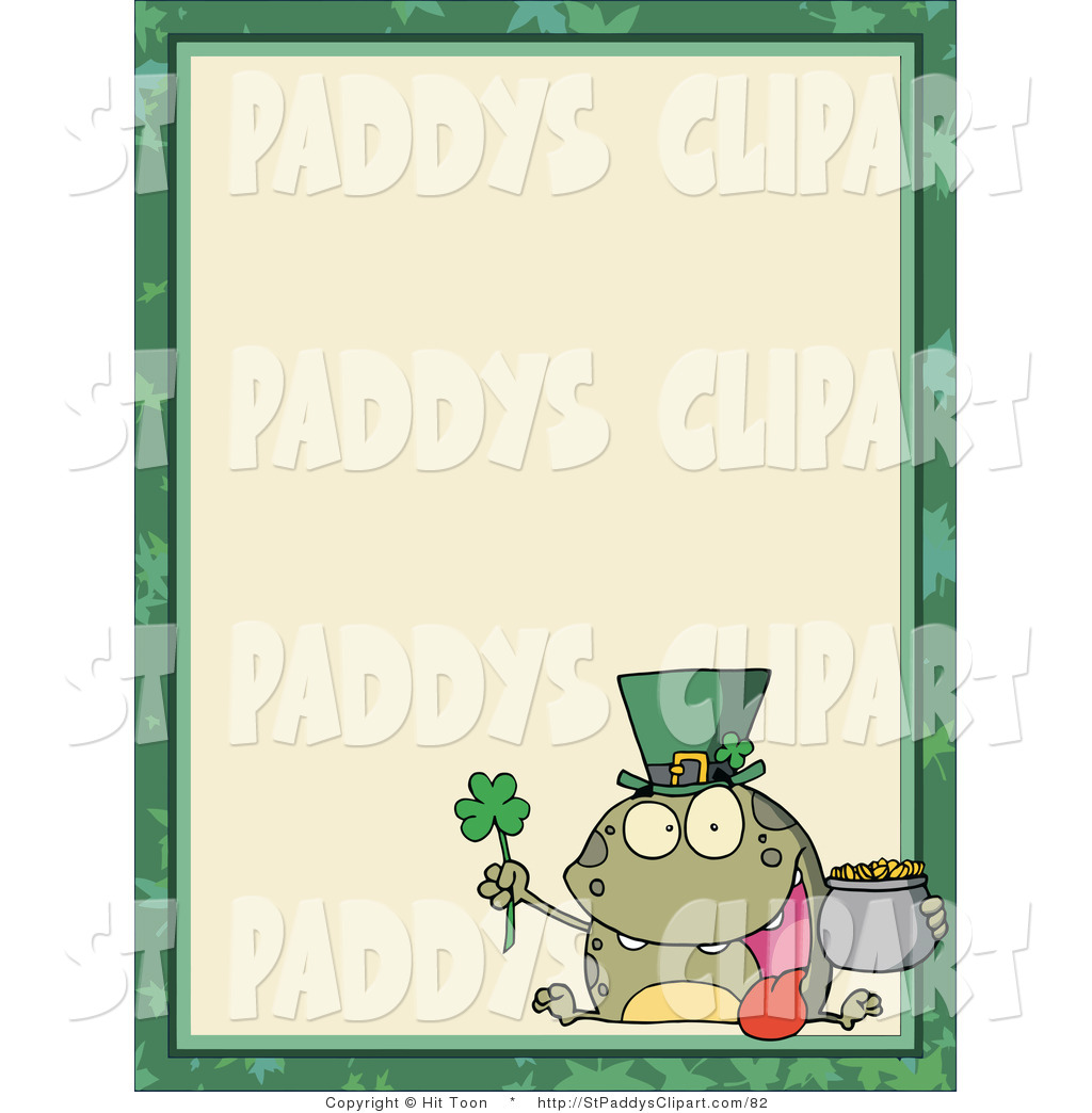 Clip Art Of A St Patricks Day Leprechaun Frog Border By Hit Toon    82