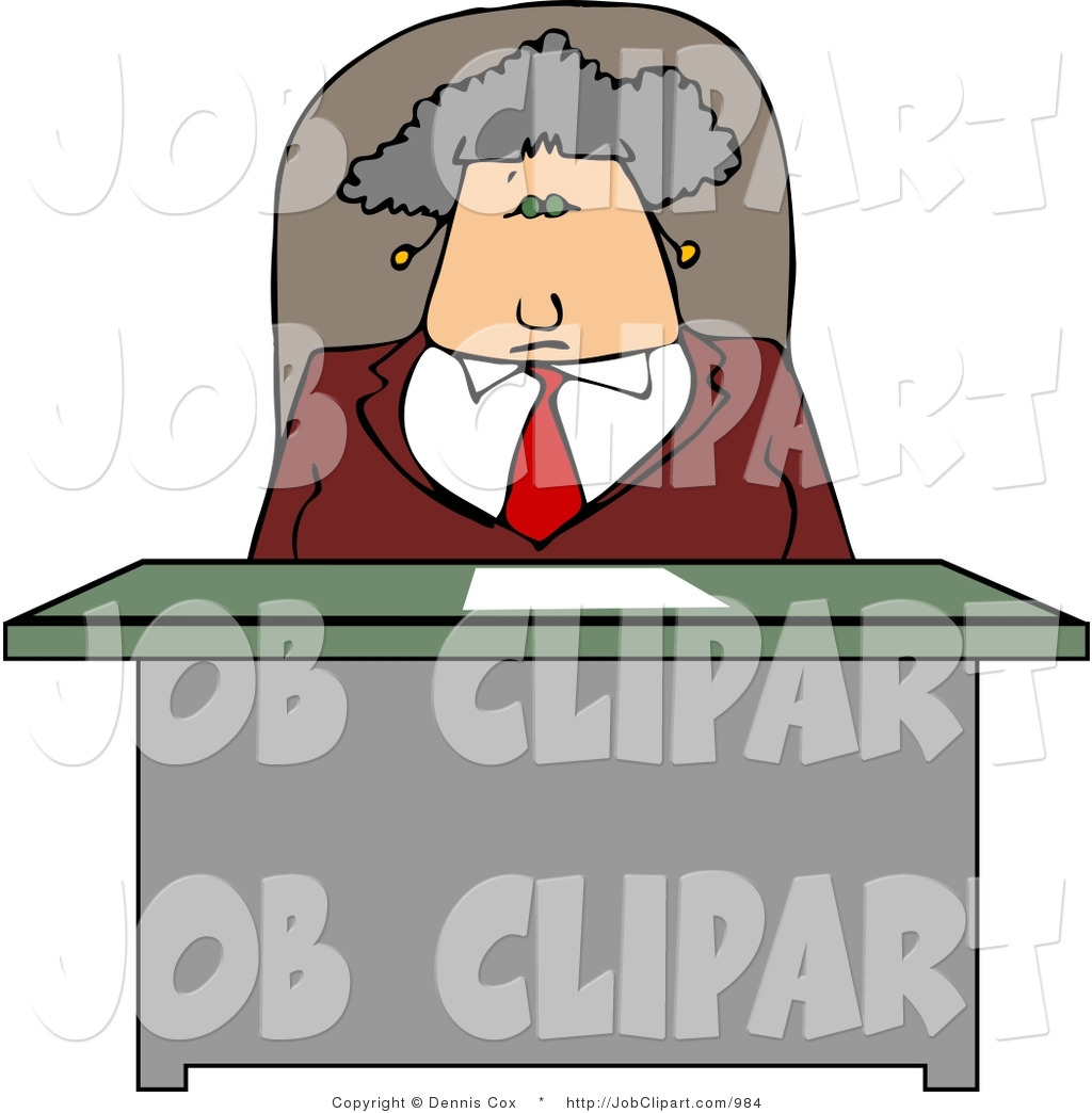 Clipart Of A Business Woman Sitting Behind A Desk Working On A Laptop