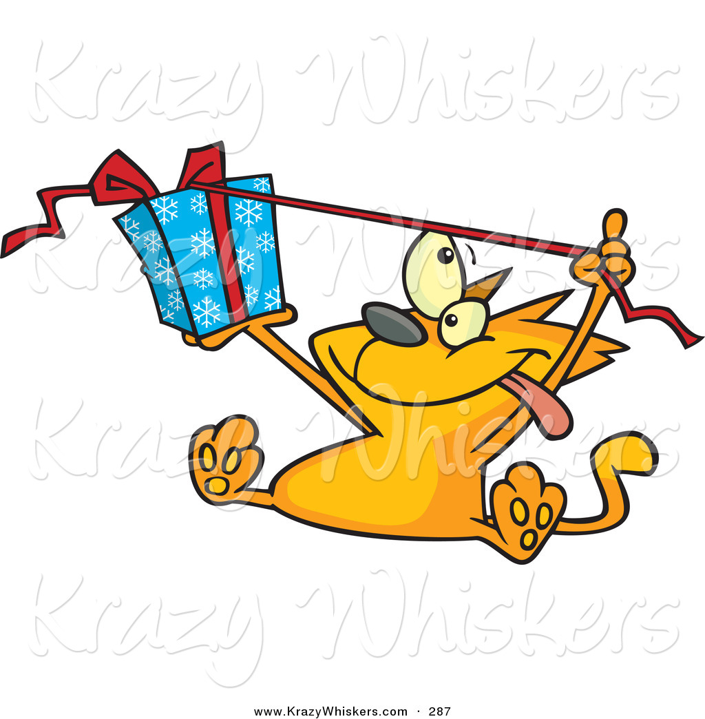 Critter Clipart Of A Spoiled Orange Kitty Cat Sitting And Pulling The