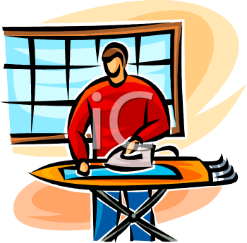      Dad Or Father Ironing Clothes On An Ironing Board Clipart Image Jpg