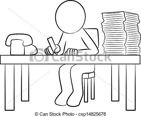 Desk Job Clipart Vectors Illustration Of Man At His Desk   Vector