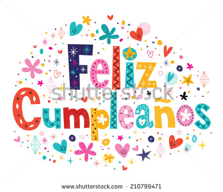 Feliz Cumpleanos   Happy Birthday In Spanish Text   Stock Vector