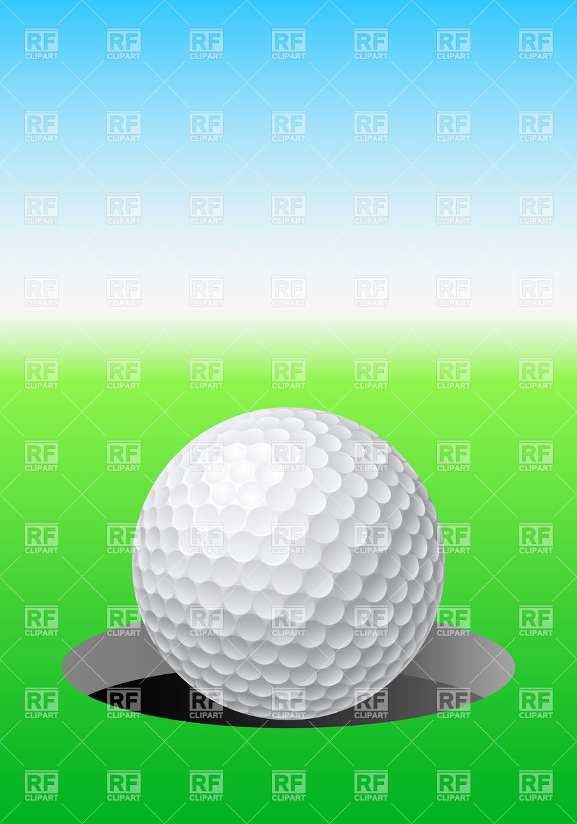 Golf Ball In Hole On Golf Course Download Royalty Free Vector Clipart