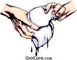 Hands Wringing Out Cloth Vector Clip Art