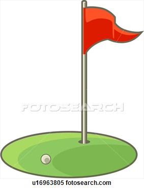 Illustration   Flag And Ball At Golf Hole  Fotosearch   Search Clipart