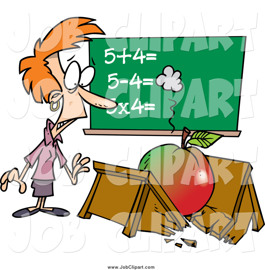 Job Clip Art Of A Cartoon Heavy Apple Crushing A Teacher S Desk