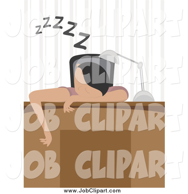 Job Clip Art Of A Sleeping Employee Draped Over Their Desk By Mheld