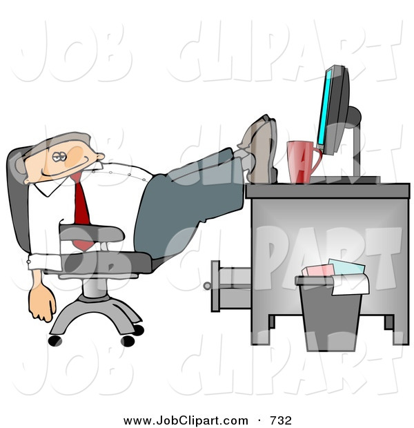 Job Clip Art Of An Exhausted White Businessman Resting Feet On