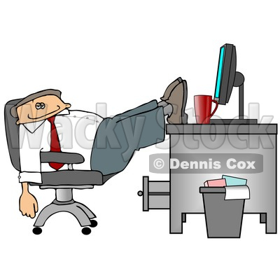 Resting Feet On Computer Desk Clipart Picture   Dennis Cox  6067