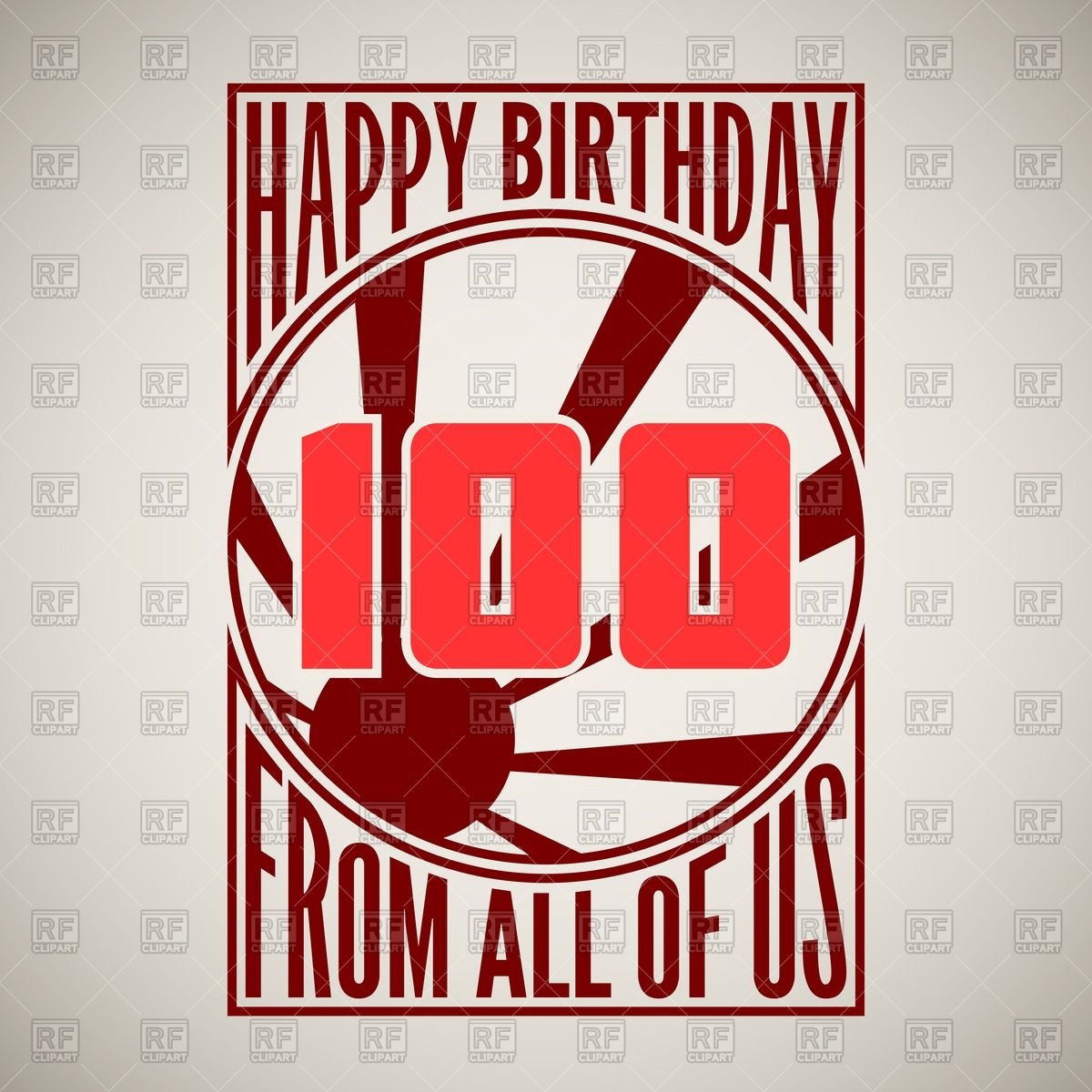 Retro Style Birthday Poster   100 Years Anniversary Download Royalty    