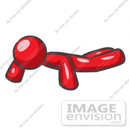Royalty Free Clipart Of A Red Guy Character Doing Push Ups   0033 0812