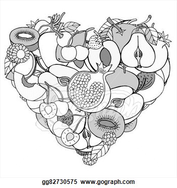 Stock Illustration   Heart From Healthy Fruit And Berry  Clipart